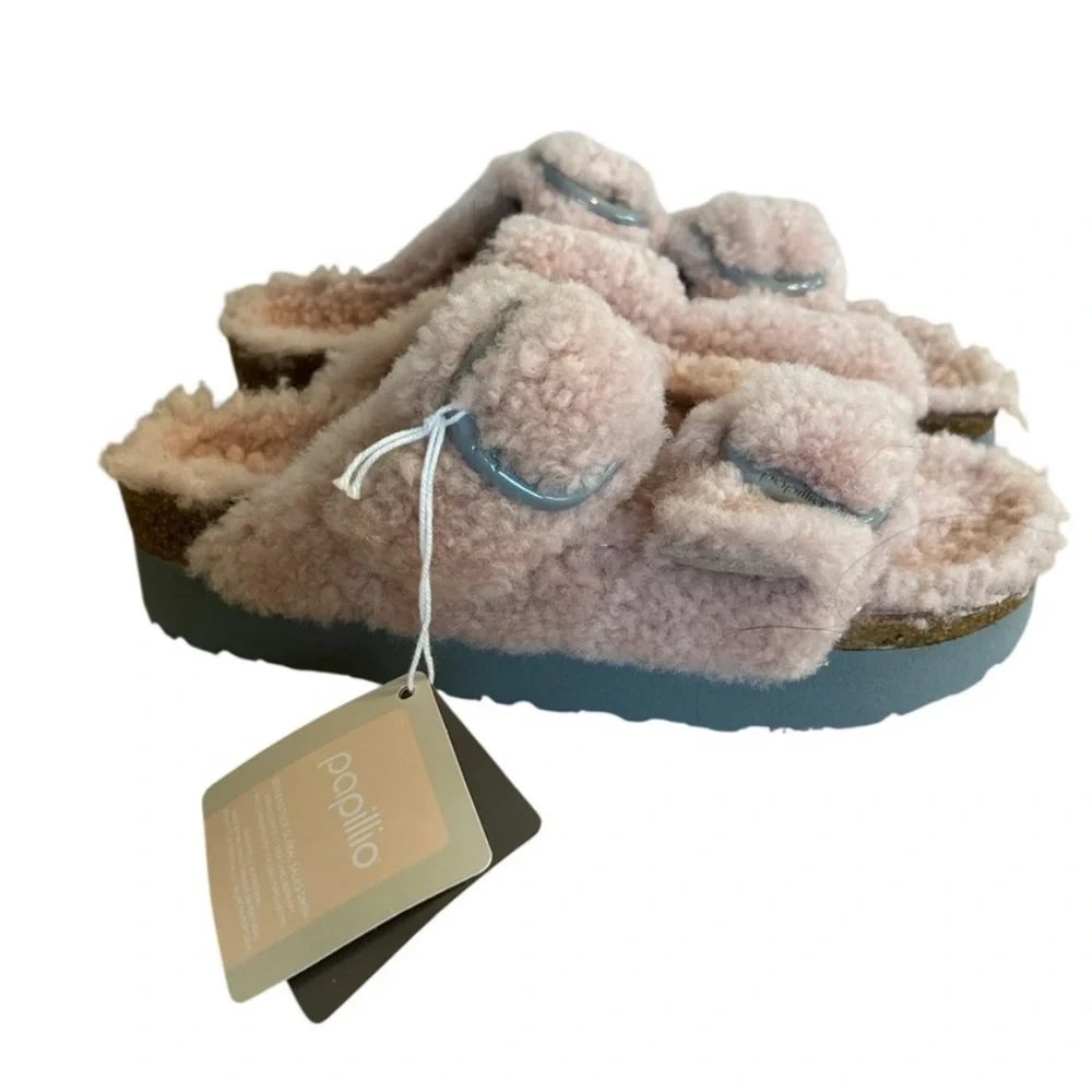 Papillio by Birkenstock Arizona Sandals-Teddy Bear Shearling-Pink-Women’s sz 37 - Picture 2 of 10